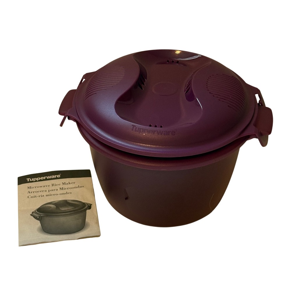 Tupperware Microwave Rice Maker Large 3L Plum Purple Steamer with Manual